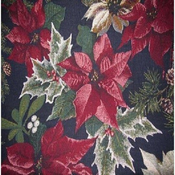 New Poinsettia Bouquet Christmas Holiday Afghan Throw Gift Blanket Holly NIP NWT - Picture 2 of 2